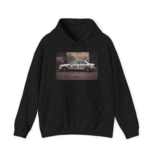 He Has Risen Hoodie – Vintage Street Art Resurrection Sweatshirt