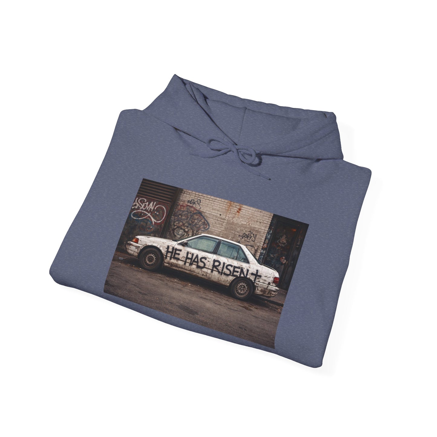 He Has Risen Hoodie – Vintage Street Art Resurrection Sweatshirt