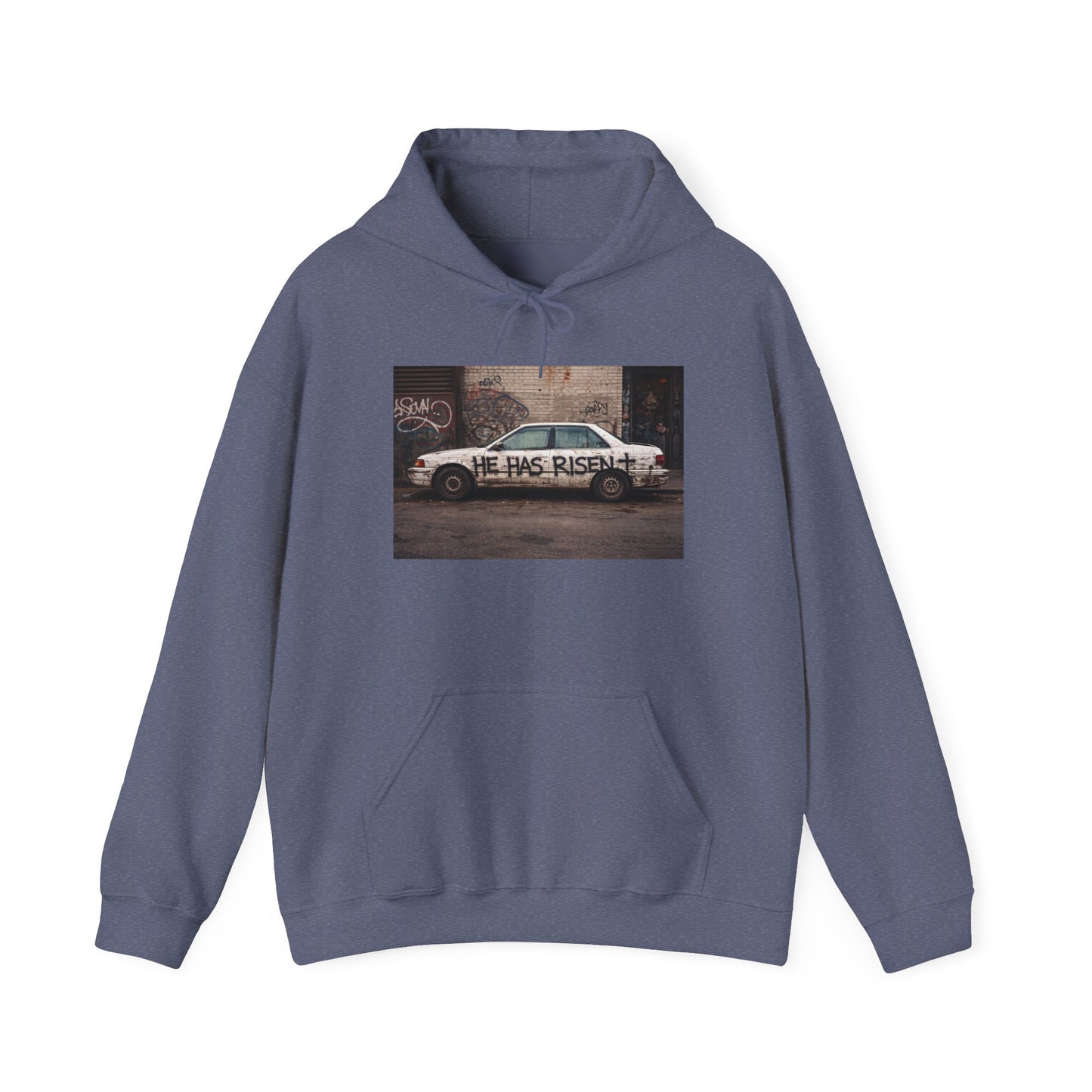 He Has Risen Hoodie – Vintage Street Art Resurrection Sweatshirt