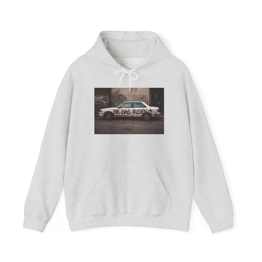 He Has Risen Hoodie – Vintage Street Art Resurrection Sweatshirt