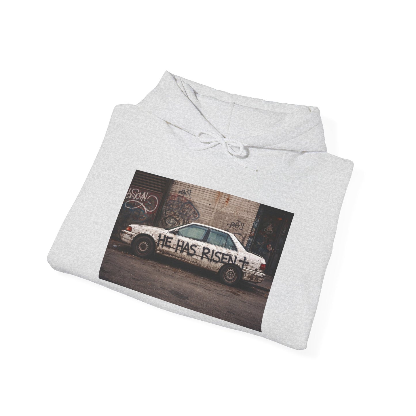 He Has Risen Hoodie – Vintage Street Art Resurrection Sweatshirt